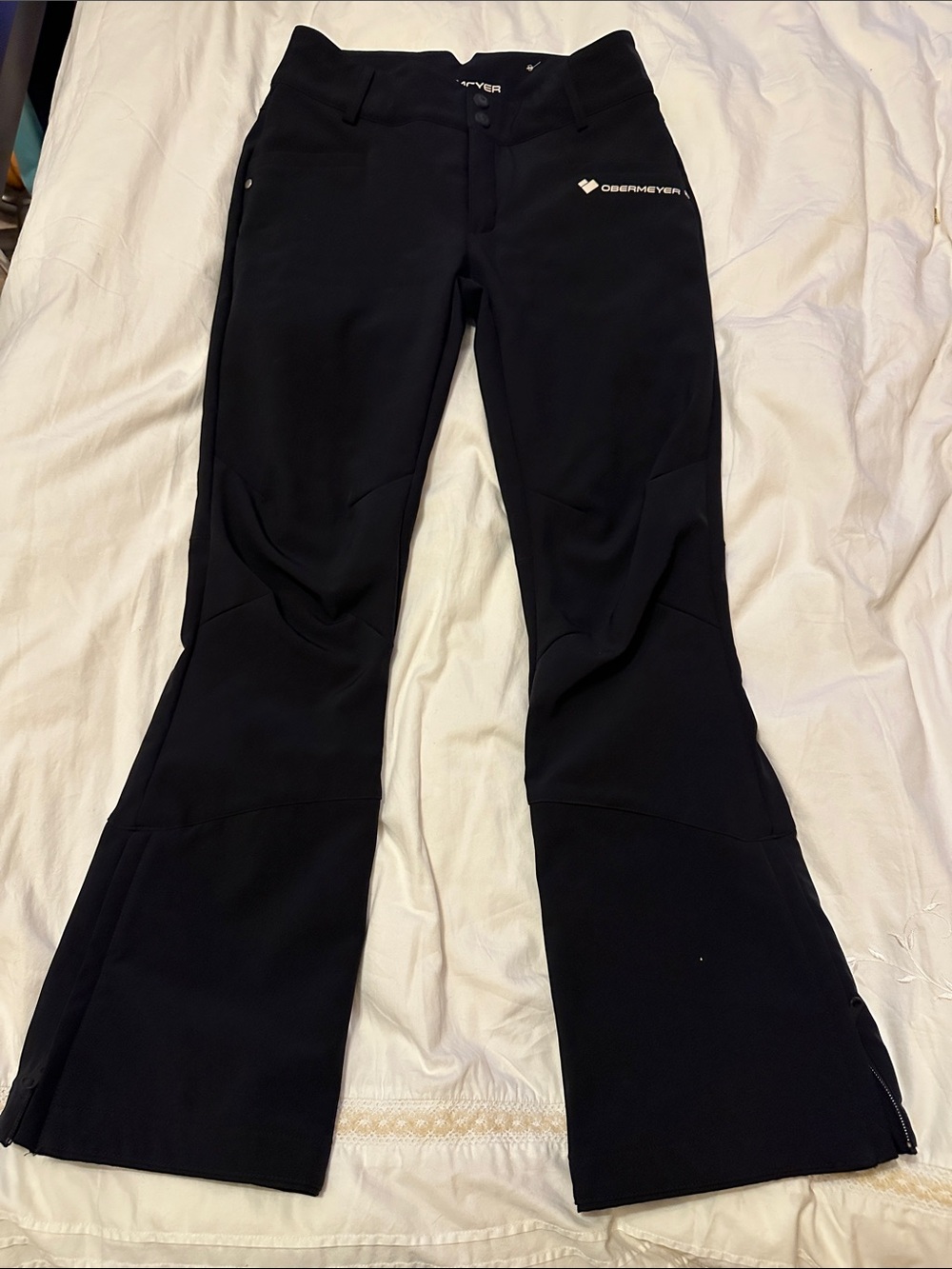 Obermeyer Black Boot-Cut Ski Pants with Subtle Logo